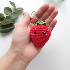 Strawberry Keychain ,Crochet Keychain, Crochet strawberry, Amigurumi strawberry, gift for her, gift for the guy, strawberry kawaii
