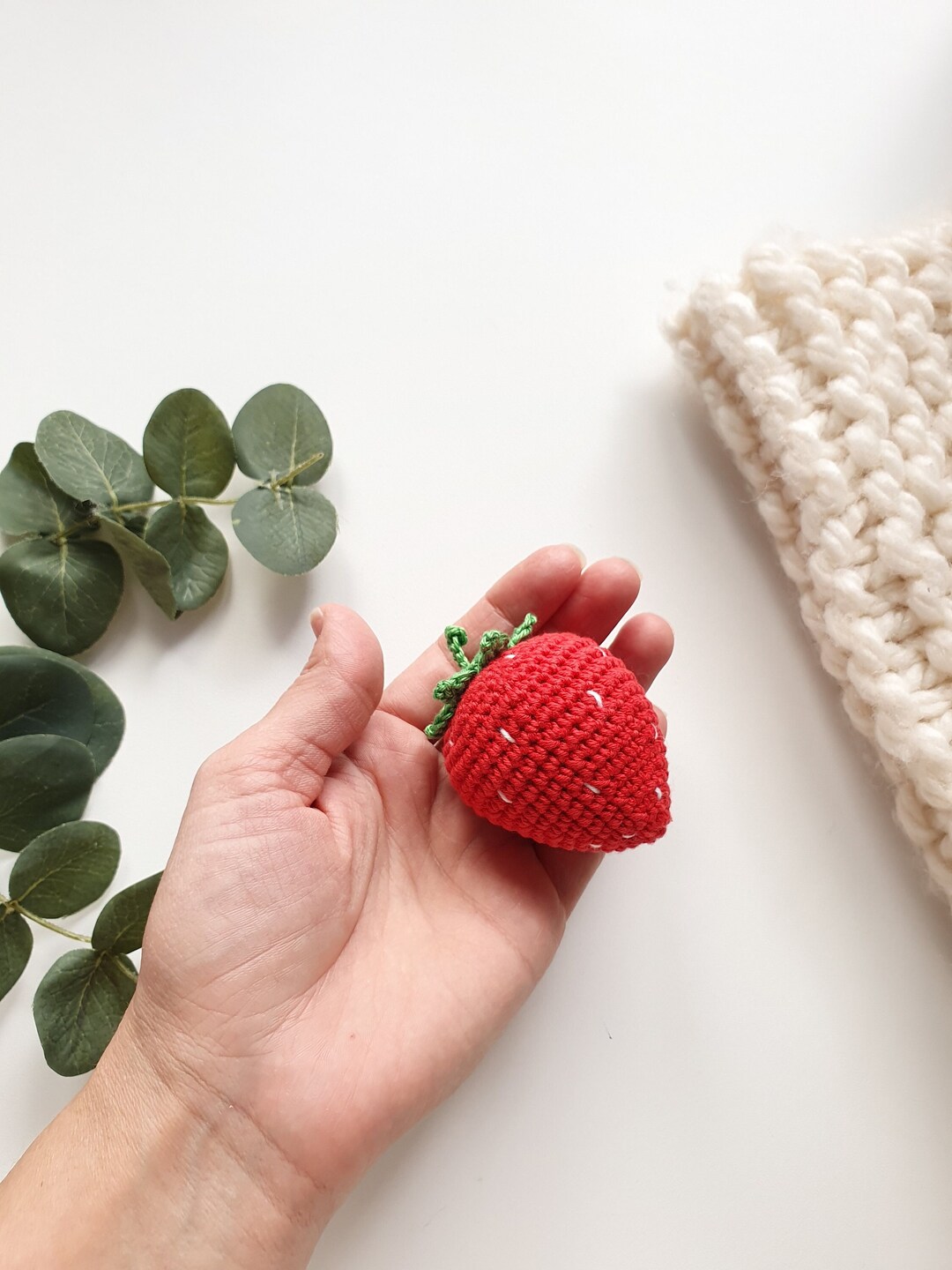Crochet Strawberry Toy, Strawberry Rattle ,play Food, Kitchen ...