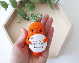 Crochet Easter Carrot for Emotional Support, Caring Carrot with Positive Corn, Handmade Crochet Healthy Desk Accessory,Easter Gift