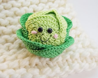 Crochet  cabbage -1 Pc,baby toy, vegetarian gift, nursery decor, room decor,Vegetables with eyes,Crochet baby toy ,Kawaii,food toy