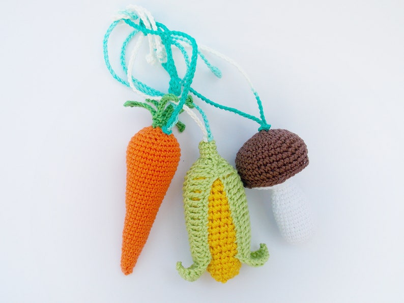 Gym Toys, Mushroom, corn, carrot rattles,Play Gym, Baby Activity Gym, Baby toy,Gift for baby, baby gym toys, Nursery Decor, Baby Sensory Toy image 5