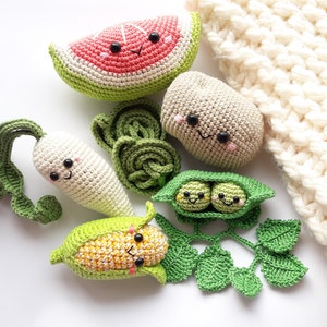 Happy vegies kawaii  ,Rattle toys,  amigurumi soft toy,baby decor, kids gift, play Food Set, baby gym toy,Pretend play,toddler toys,kawaii