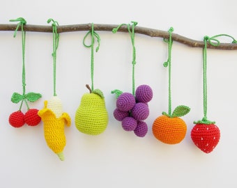 Crochet rattle  fruits, Play Gym, Stroller toy, Crochet toy, baby gym toys, Baby Activity Gym,Baby Mobile,Baby Shower Gift ,Crib Toy