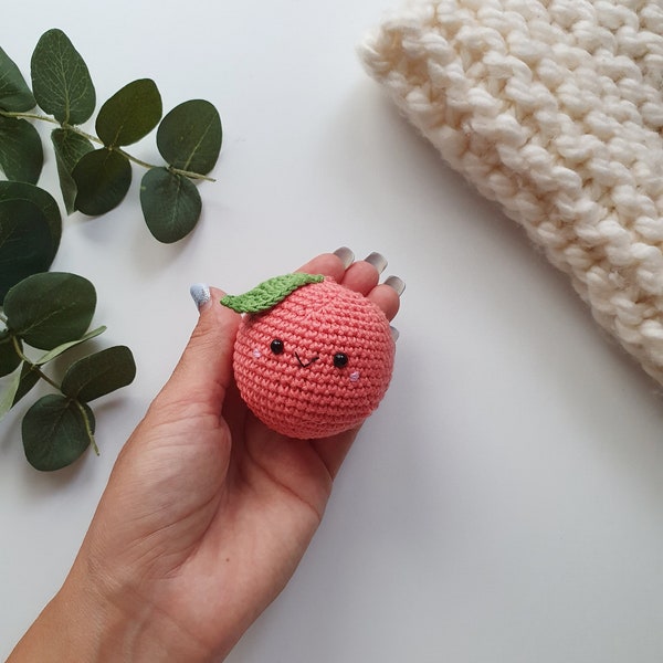 1pc - grapefruit crochet ,crochet fruits, Pretend play food ,toy tactile Amigurumi toy for kids, baby toy, play kitchen ,food toys