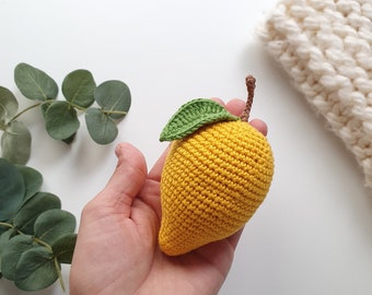 Crochet mango , crochet fruit, play food, decoration food, eco-friendly toys, hypoallergenic toy, gift for baby, crochet mango fruit toy