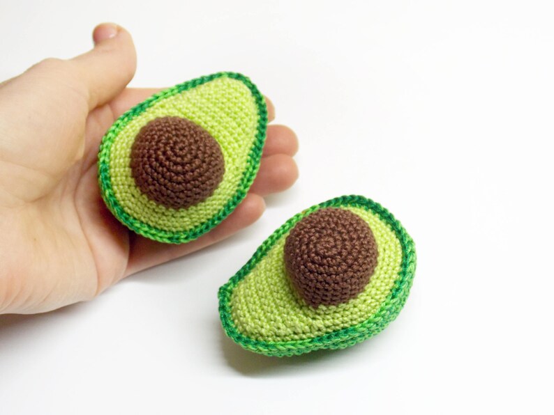 1 piece crochet half avocado ,Crochet play kitchen, Crochet toy food,Play kitchen ,Pretendplay, knitted food, baby rattle, knitted vegies image 6