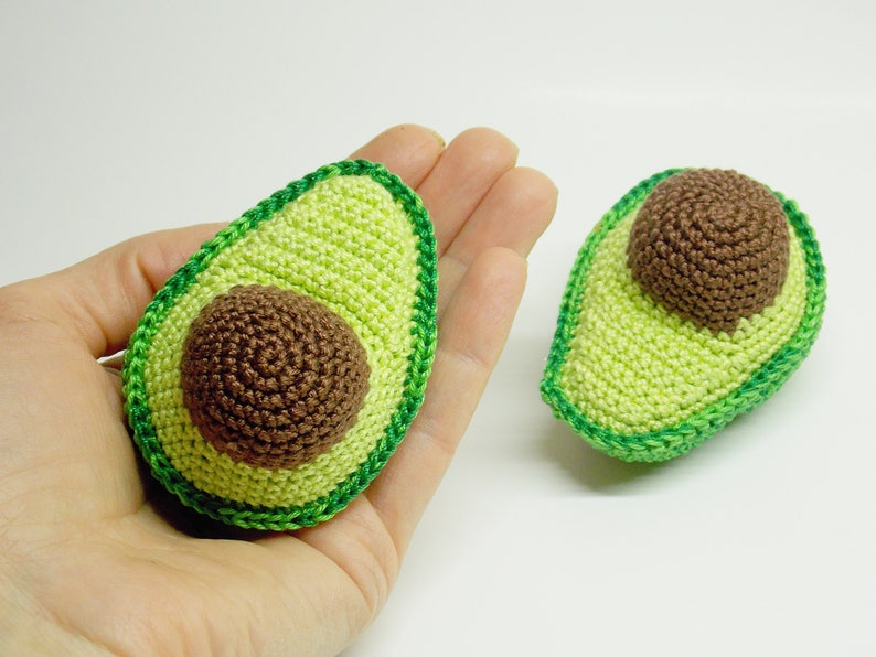 1 piece crochet half avocado ,Crochet play kitchen, Crochet toy food,Play kitchen ,Pretendplay, knitted food, baby rattle, knitted vegies image 1