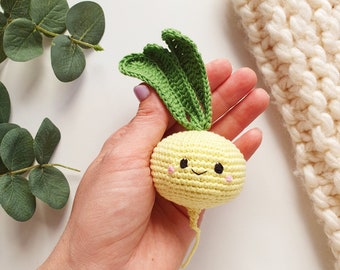 Crochet turnip kawaii, crochet veggies,play food, kitchen decoration, eco-friendly toys,Pretend Play,knitted veggies, crochet play food