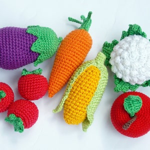 Christmas gift ,Crochet vegetables -crocheted fruits -Toy Kitchen -the Waldorf Toys -holiday gifts -Montessori materials - eggplant, carrot