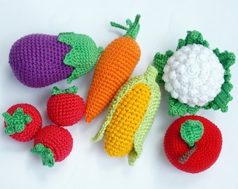 Christmas gift ,Crochet vegetables -crocheted fruits -Toy Kitchen -the Waldorf Toys -holiday gifts -Montessori materials - eggplant, carrot