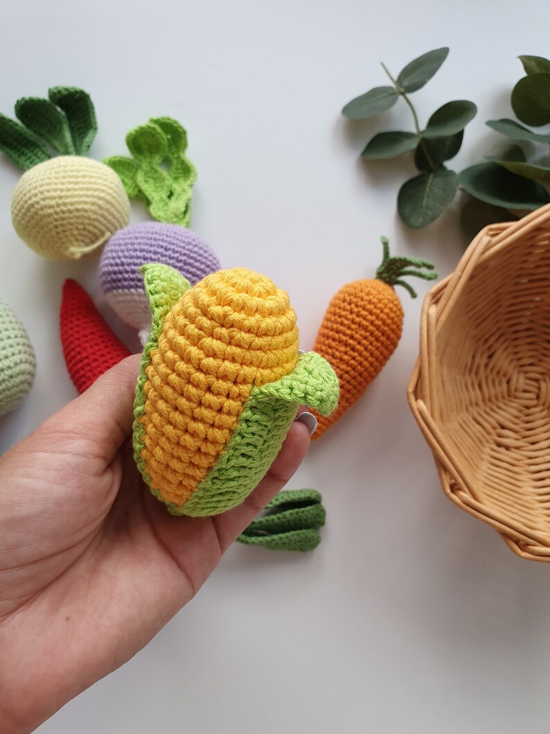 Crochet set vegies,kitchen decor,baby decor, kids gift, play Food Set, baby gym toy,Pretend play,toddler toys, kitchen decor ,knitted food image 9