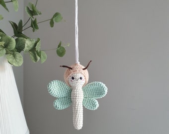 Baby play gum, crochet dragonfly, rattles baby,dragonfly rattle, crochet toy,nursery decor,dragonfly toy, play gum toys,dragonfly toy