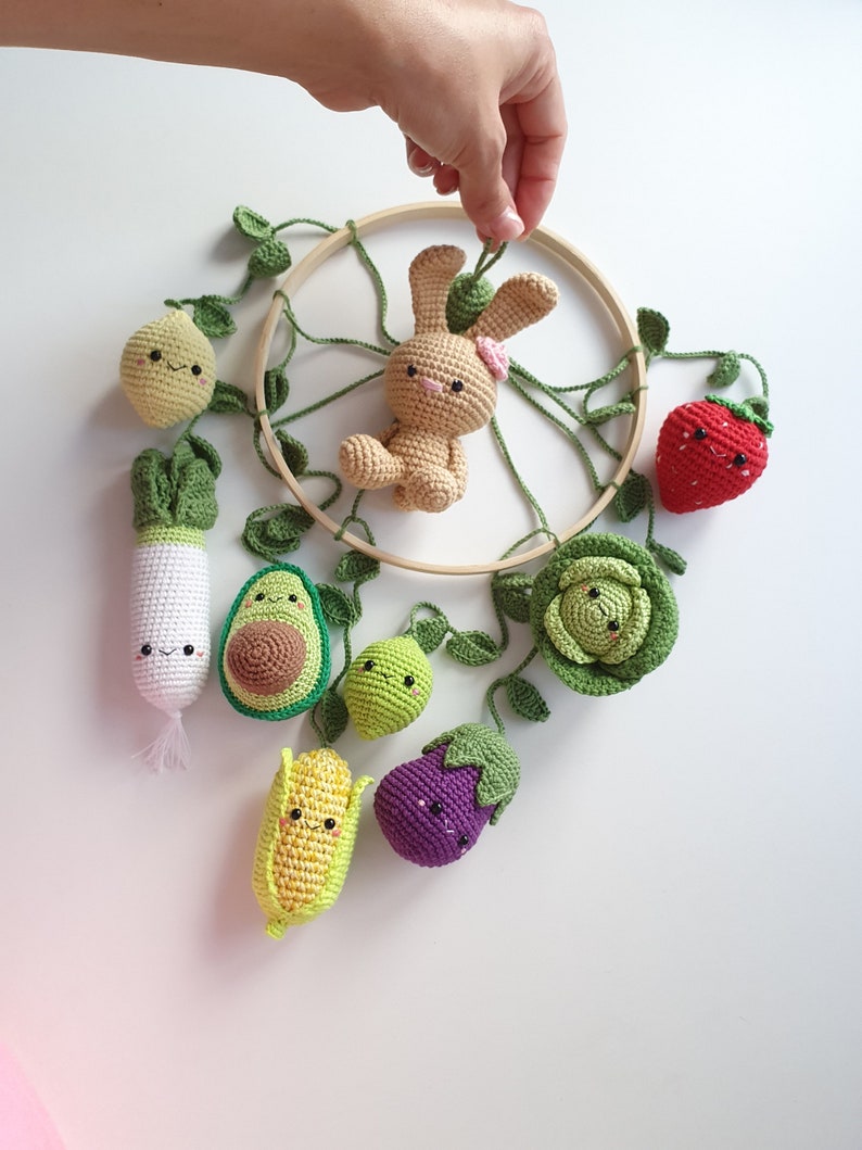 Baby mobile Easter bunny , Baby Mobile, Baby Crib Mobile ,Modern Nursery mobile, nursery decor, crochet fruit, baby shower gift image 7