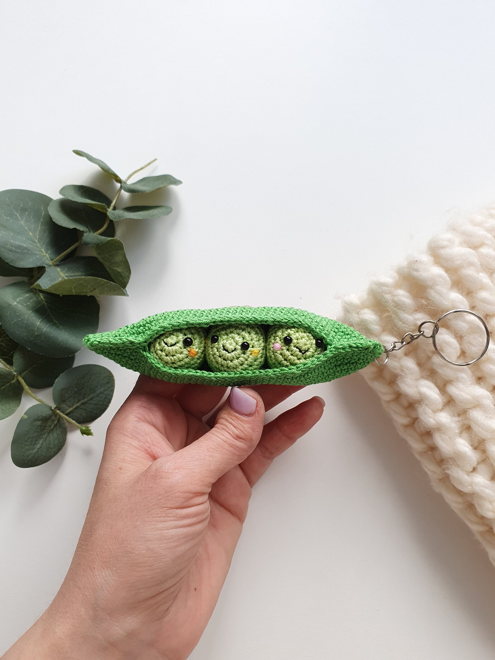 Green Pea Kawaii Keychain crochet Keychain Amigurumi Green Etsy