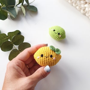 Crochet   lemon and lime 2 pc - Crochet fruits Rattle toys, kids toys, baby decor, kids gift, play Food Set, cute gift, lemon toy,