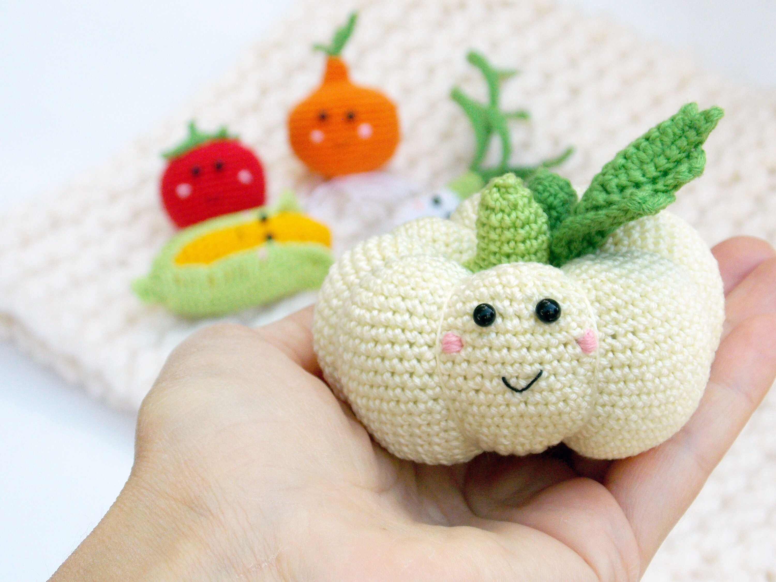 Crochet vegetable rattle vegies 5 Pc Toy pastel | Etsy