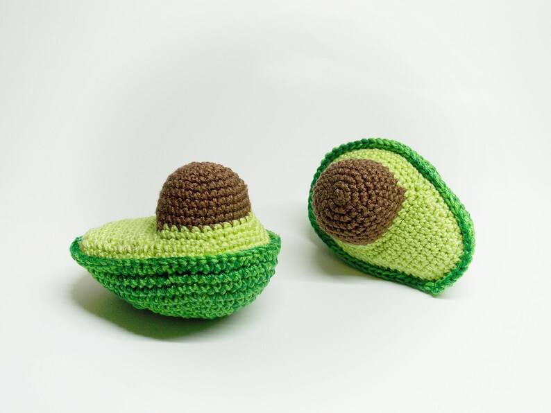 1 piece crochet half avocado ,Crochet play kitchen, Crochet toy food,Play kitchen ,Pretendplay, knitted food, baby rattle, knitted vegies image 4