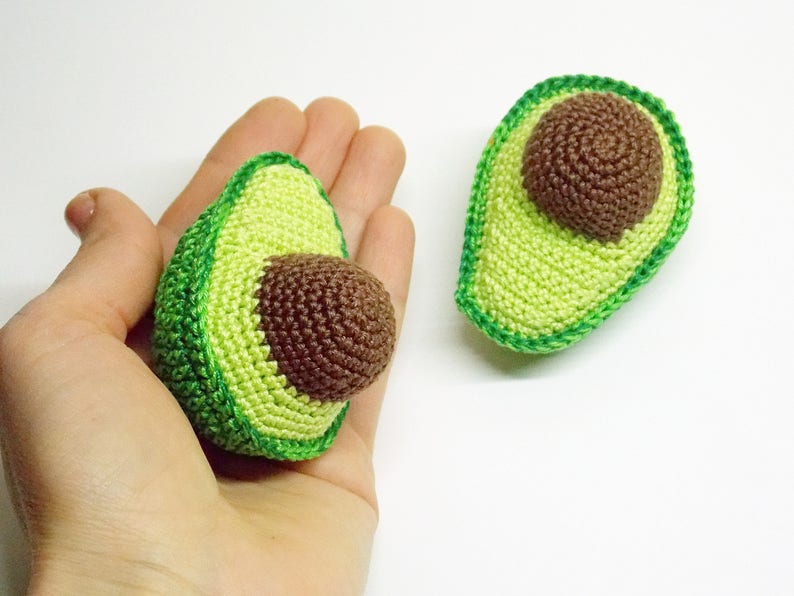 1 piece crochet half avocado ,Crochet play kitchen, Crochet toy food,Play kitchen ,Pretendplay, knitted food, baby rattle, knitted vegies image 5