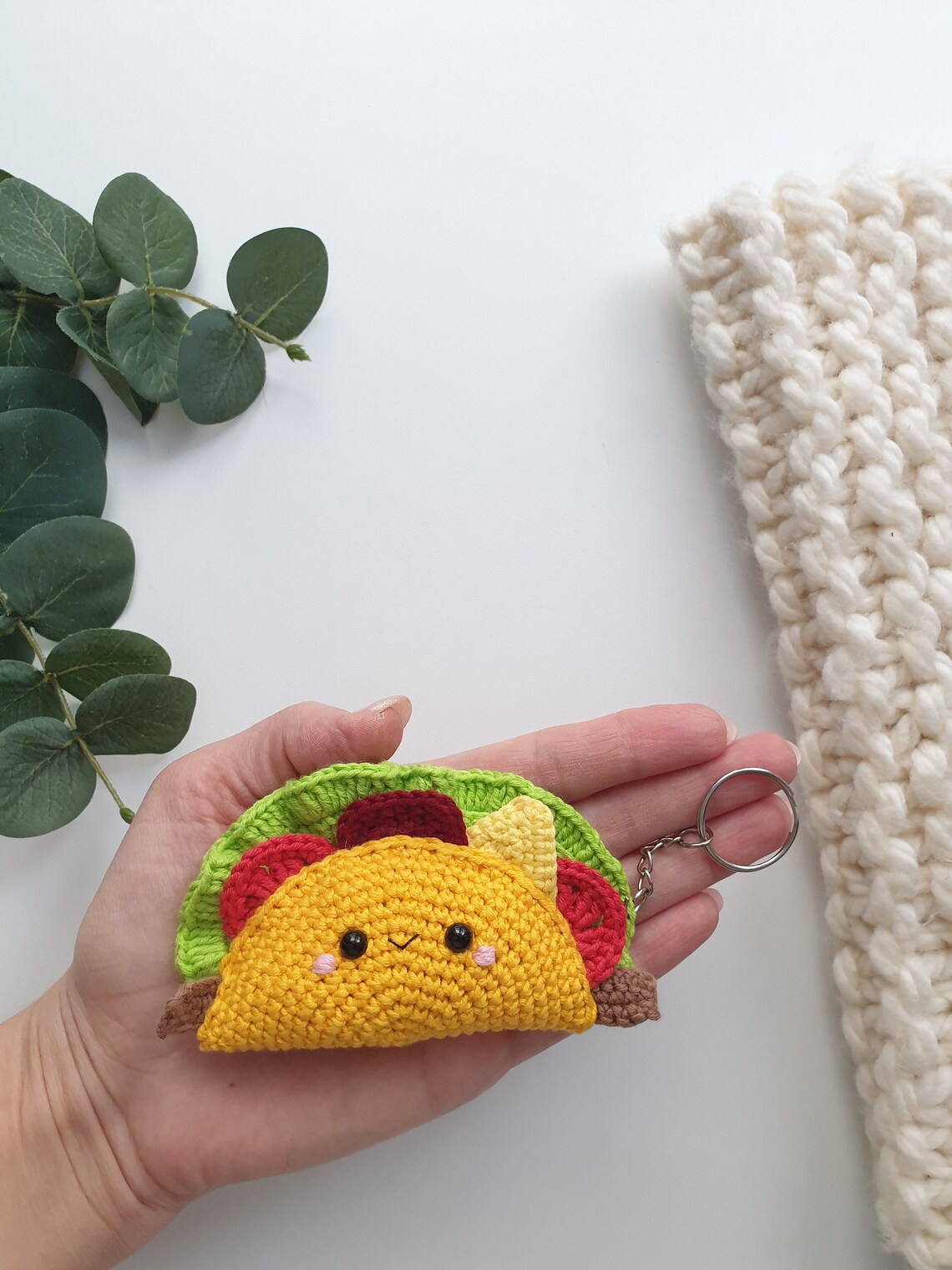 Taco Kawaii Keychain crochet Taco Taco Keychain Food Etsy
