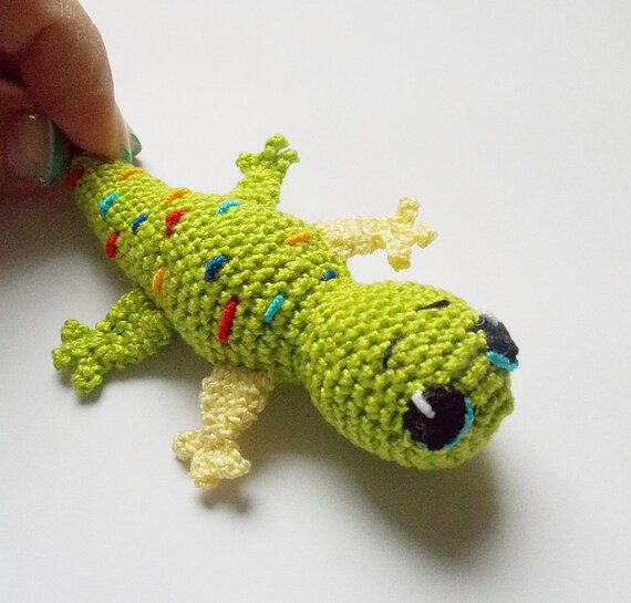 Miniature lizard little gekko crochet lizard green gekko Etsy
