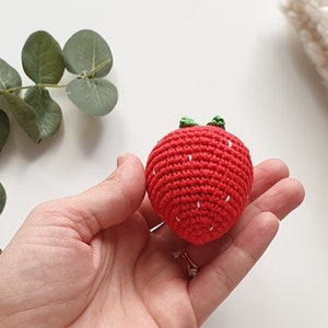 Crochet Strawberry Toy, Strawberry Rattle ,play Food, Kitchen ...