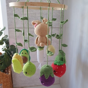 Baby mobile Easter bunny , Baby Mobile, Baby Crib Mobile ,Modern Nursery mobile, nursery decor, crochet fruit, baby shower gift image 3