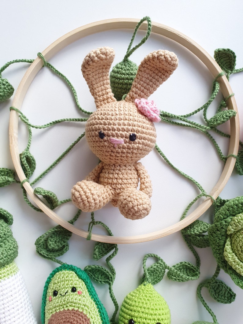 Baby mobile Easter bunny , Baby Mobile, Baby Crib Mobile ,Modern Nursery mobile, nursery decor, crochet fruit, baby shower gift image 8