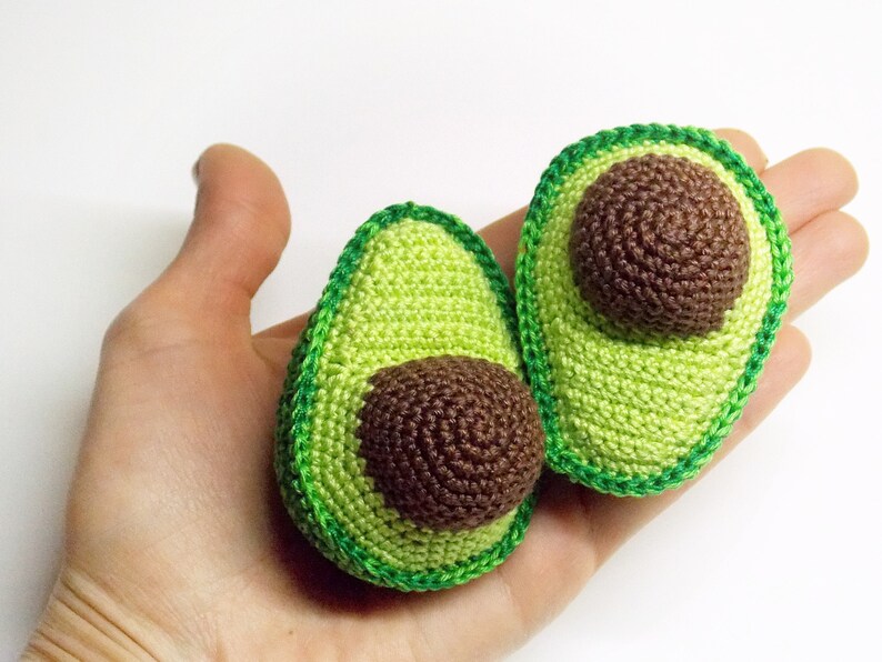 1 piece crochet half avocado ,Crochet play kitchen, Crochet toy food,Play kitchen ,Pretendplay, knitted food, baby rattle, knitted vegies image 7