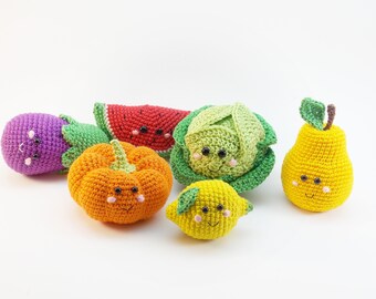 Crochet happy vegies,Rattle toys,  amigurumi soft toy,baby decor, kids gift, play Food Set, baby gym toy,Pretend play,toddler toys