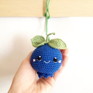 Baby play gym 1 pcs, big blueberry, Crochet fruits Rattle toys, kids toys, baby decor, knitted fruit,baby shower gift, summer toy image 4