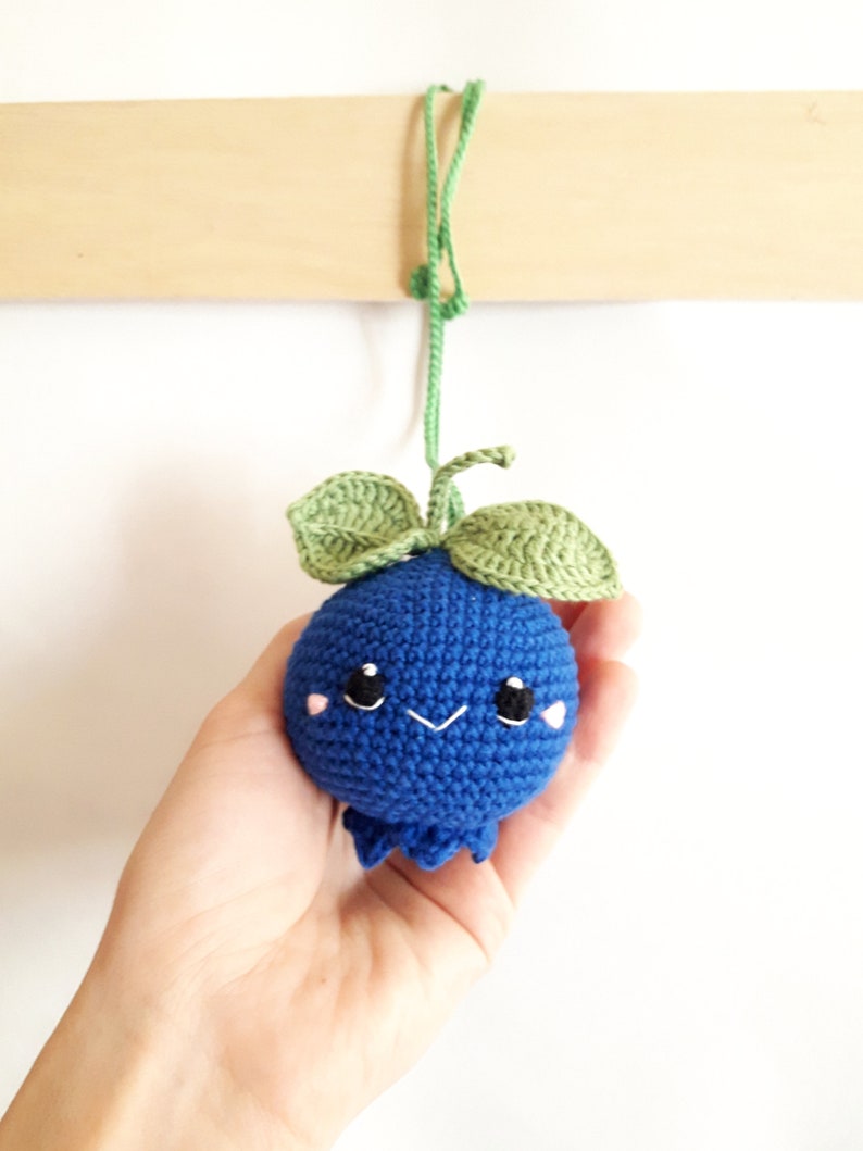 Baby play gym 1 pcs, big blueberry, Crochet fruits Rattle toys, kids toys, baby decor, knitted fruit,baby shower gift, summer toy image 4