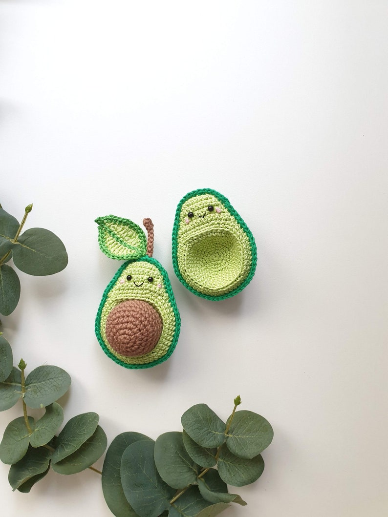 Crochet avocado soft toy, Crochet avocado, Crochet toy food, Play kitchen ,Pretendplay , soft toy, avocado baby toys ,Christmas gift ideas image 1