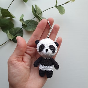 Panda stuffed keychain, crochet panda, mini panda keychain, tiny panda, amigurumi animal, gift for her,  animal keychain