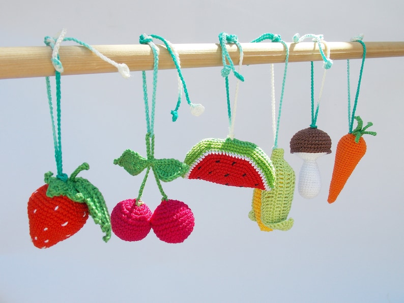 Gym Toys, Mushroom, corn, carrot rattles,Play Gym, Baby Activity Gym, Baby toy,Gift for baby, baby gym toys, Nursery Decor, Baby Sensory Toy image 4