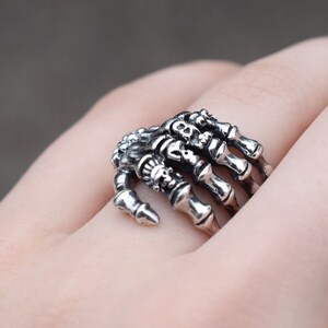 Sterling Silver Skeleton Hand Punk Biker Ring, Sterling Skull Ring,  Skeleton Jewelry, Sterling Biker Ring, Guy Gift, Punk Jewelry, Guy Ring
