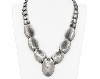 Vintage Native American Sterling Silver Concho Necklace | 20.5" Southwestern Statement Necklace | Stamped 925 QT | 61.6g
