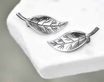 Argent sterling DAVID ANDERSEN Norvège feuille boucles d’oreilles, boucles d’oreilles feuille, scandinave boucles d’oreilles clips, bijoux argent de David Andersen