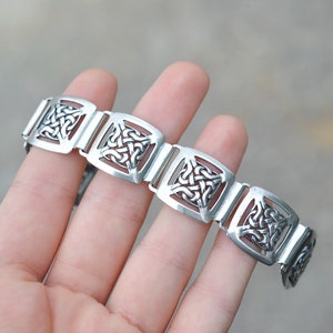Sterling Silver Celtic Knot Panel Bracelet, Sterling Celtic Bracelet, Celtic Knot Jewelry, Irish Bracelet, Sterling Irish Jewelry