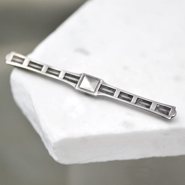 Antique Sterling Silver Unger Brothers Bar Pin, Long Sterling Pin, Simple Sterling Scarf Pin, Silver Bar Pin, Unger Bros Sterling Jewelry