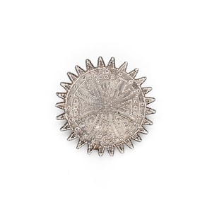 Sterling Silber signiert VOYAGERS Sunburst Anstecker, Sterling Tribal Brosche, Kleine Sterling Pin, Tribal Schmuck, Artisan Sterling Pin