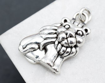 Sterling Silver Puffy Lion Pendant, Lion Jewelry, Sterling Lion Jewelry, Gift For Leo, Lion Charm, Bold Lion Pendant, Sterling Silver Lion