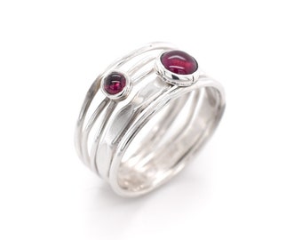 Sterling Zilveren Artisan Garnet Ring, Rhodolite Ring, Delicate Garnet Ring, Boho Garnet Band Ring, Rhodolite Garnet Sieraden