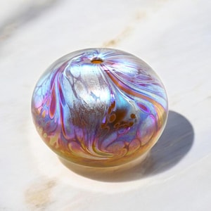 Rare Signed ZWEIFEL 76 Iridescent Hand Blown Oil Lamp, Craig Zweifel Glass, Hand Blown Art Glass, 1970&#39;s Studio Art Glass