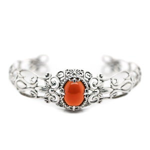 Sterling Carolyn Pollack Relios Carnelian Cuff Bracelet, Relios Sterling Bracelet, Carolyn Pollack Jewelry, Sterling Carnelian Bracelet