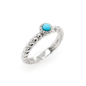 Sterling Silver Designer JUDITH RIPKA Turquoise Stack Ring, Designer Sterling Ring, Judith Ripka Jewelry, Judith Ripka Turquoise Ring
