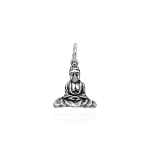 Sterling Silver Thai Buddha Charm, Sterling Buddhist Jewelry, Sterling Buddha Charm, Zen Jewelry, Yoga Jewelry, Sterling Zen Buddha Pendant