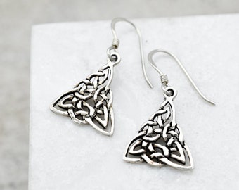 Sterling Silver Celtic Knot Dangle Earrings, Sterling Celtic Earrings, Celtic Knot Jewelry, Irish Earrings, Sterling Irish Jewelry