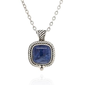 Sterling Silver GSJ Sodalite Necklace, Sodalite Jewelry, Long Sterling Artisan Necklace, Blue Gemstone Necklace, Oxidized Silver Jewelry