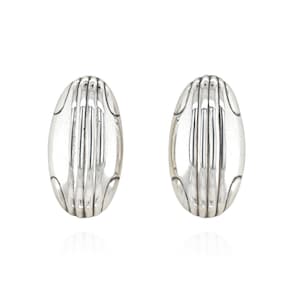 Sterling Silver Modernist Oval Dangle Earrings, Modern Oval Earrings, Hollow Sterling Dangle Earrings, Bold 925 Silver Earrings