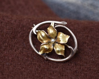 10k Yellow Gold Antique Brooch Pin, Yellow Gold Seed Pearl Brooch, Antique Gold Brooch, Antique Gold Floral Brooch, Yellow Gold Flower Pin